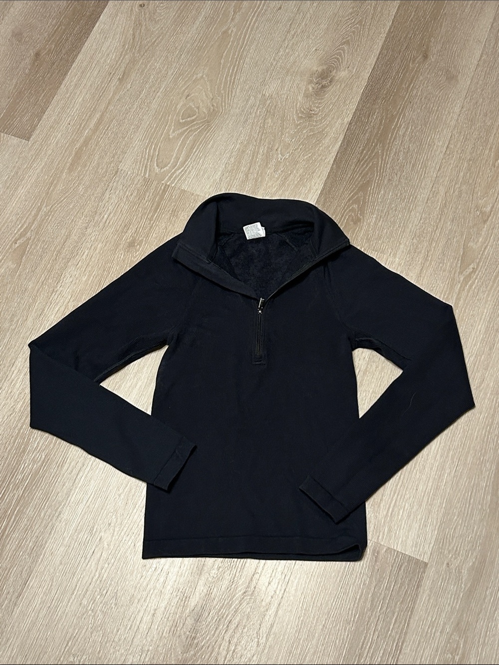 All In Motion Black Ribbed Long-Sleeve Half-Zip Top sz Medium